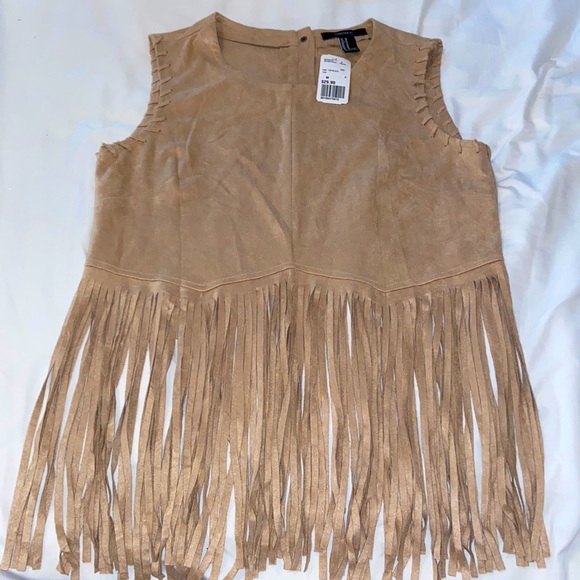Forever 21 Tops - BoHo Hippie fringed Vegan Suede top Laced